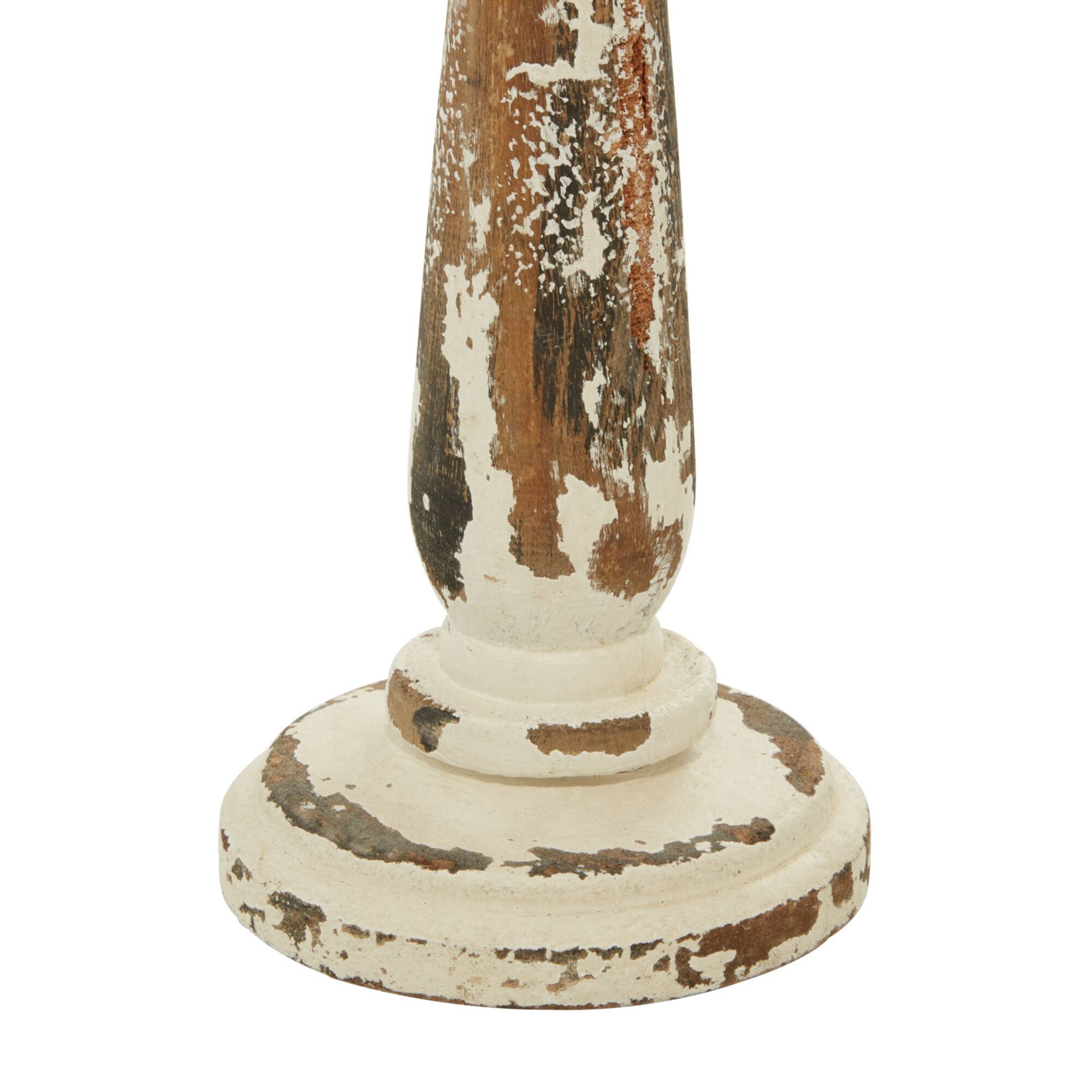 Brown & White Traditional Candle Holder Set, 13" & 15"